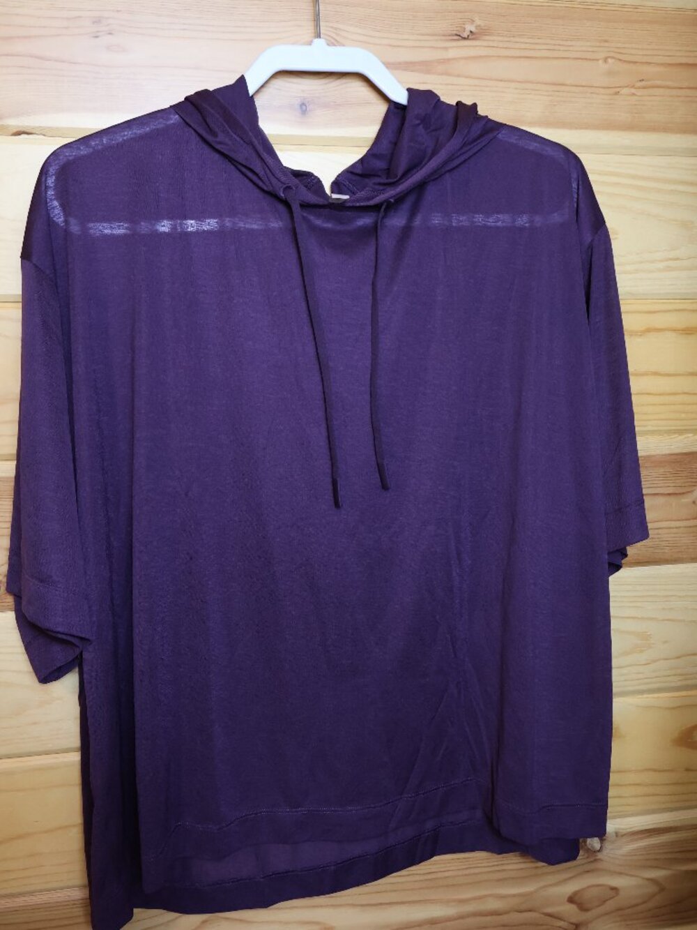 Athleta Women’s 1X Purple Sheer Lightweight Short Sleeve Hoodie Relaxed Fit